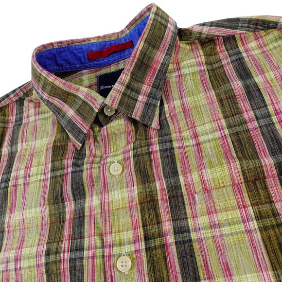 Tommy Bahama Mens Plaid Cotton Striped Button Up Long Sleeve Shirt XL - Picture 1 of 7